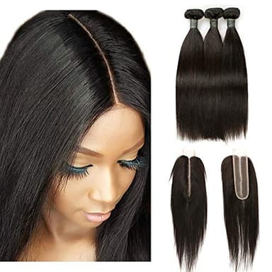 SingleBest Les Mèches Perruque Bresilienne Cheveux 3 Tissage Naturel avec 2" X 6" Lace Closure (888+8)