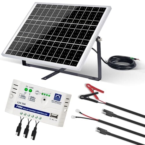 ECO-WORTHY Kit Panneau Solaire 25W 12V MONO : 25W Panneau Solaire + Support de Montage + Câble de connexion SAE + Contrôleur de charge 10A pour voiture RV Marine Boat