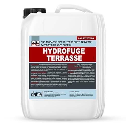 Hydrofuge terrasse incolore, imperméabilisation travertin, pierre naturelle, terre cuite, béton, dalles, pavés PROCOM 5 litres