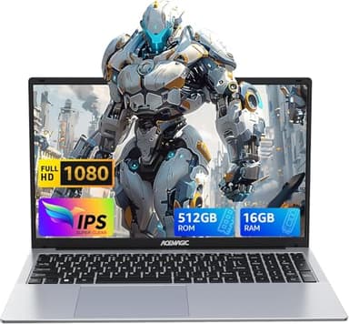 ACEMAGIC Ordenador Portátil, 15,6 Pulgadas, Alder Lake N-95, 16 Go DDR4 512 Go SSD, 1920 x 1080, gris Portátil WiFi, BT5.0, 2024 (gris)