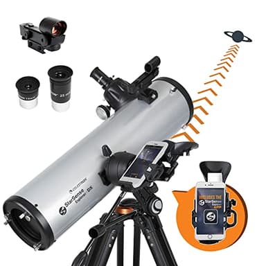 Celestron 22461 StarSense Explore DX 130 Télescope réflecteur de Newton avec Technologie pour Smartphone : Deux oculaires, Station d'accueil pour téléphone et trépied réglable en Hauteur, Noir
