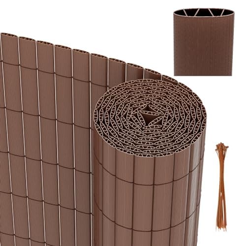 Vigevee Canisse en PVC, Brise Vue en PVC Renforcement en 3 Poids, Clôture Jardin, Résistant aux intempéries, Intimité pour jardin, balcon, piscine, terrasse, 80 x 400 cm, Marron