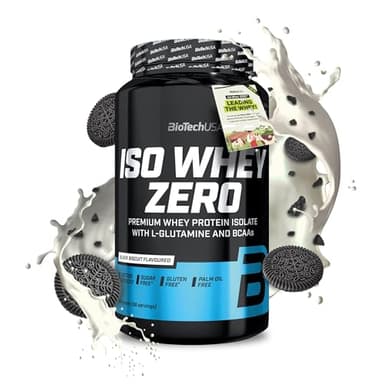 BioTechUSA Iso Whey Zero | Premium Whey Protein Isolate | Grass-Fed | Enzyme-Free | Sugar- and Gluten-free, 908 g, Black biscuit