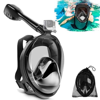 ZPQAODI Masque de plongée intégral pour adulte, technologie anti-buée et anti-fuite avec champ de vision de 180° et support pour caméra pour adultes (L/XL)