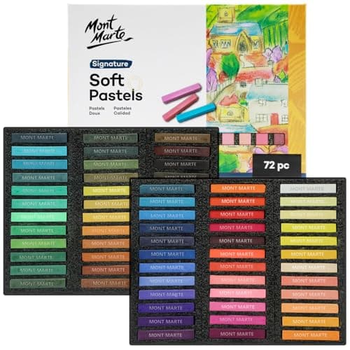MONT MARTE Pastel Sec – 72 pièces – Kit Craies Pastel doux idéal pour la Peinture Colorée et Expressive – Texture Douce et Crayeuse