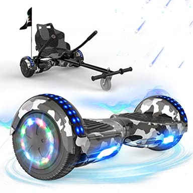 RCB Hoverkart Gyropode Hoverboard Kart pour Enfant et Adulte, Overboard et Kart avec Bluetooth-Musique/LED-Roue Clignotante, Hoverboards Cadeau pour Enfants