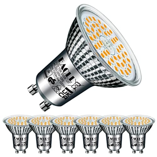 EACLL Ampoule LED GU10 Blanc Chaud 10W Remplace Halogène 140W, Lot de 6, 1050 Lumens 3000K Non Dimmable, Éclairag sans Scintillement, Large Faisceau 120° Spot, AC 230V Lampe à Réflecteur