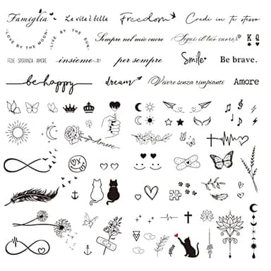 GEBETTER 6Feuilles Tatouage Temporaire Italien Autocollant Tatouage Ephémère Etanche pour Garçon Fille