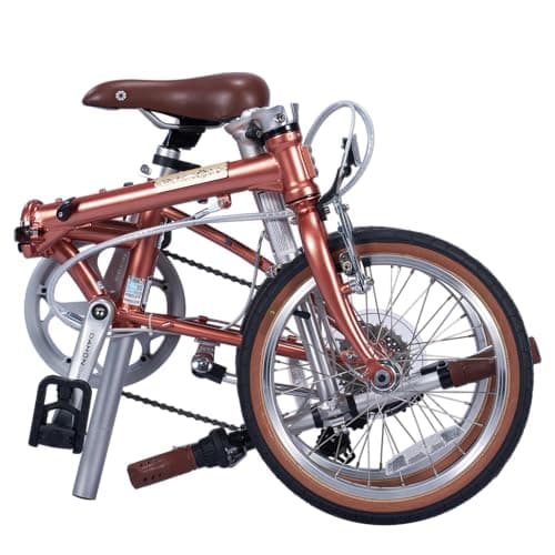 Dahon Boardwalk D7 Vélo Pliant Adulte 16 Pouces avec 7 Vitesses, Vélo Pliable Cadre en Acier au Chrome-Molybdène, Vélo de Ville Pliable pour Navetteurs et Voyages Rose Doré