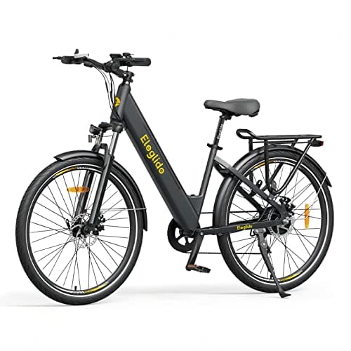 Eleglide Vélos électriques T1 Step-Thru, Vélo électrique de 27,5 Pouces,Batterie 36V 12,5Ah, écran LCD, 7 Vitesses, E-Bike Urbain pour Adulte Homme Femme, VTC (Gris foncé)