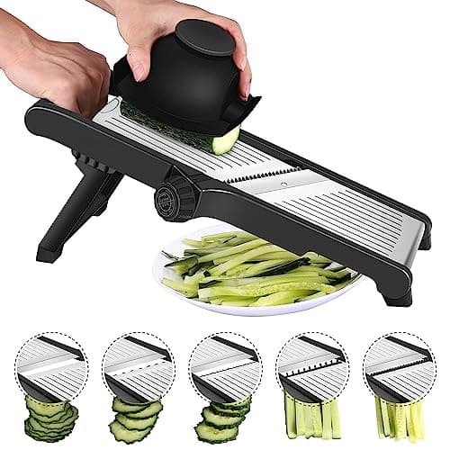 Mandoline Cuisine Coupe Legume Multifonctions - Mandoline Professionnelle Cuisine, Réglable en Acier Inoxydable, Réalisez des Tranches Épaisses de 1 à 9 mm, Mandoline Manuel