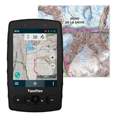 TwoNav Aventura 2 Plus (32 Go) + Carte France IGN Top25 Entière, GPS de Marche à Pied écran Large de 3,7 Pouces, Boutons et Joystick pour Alpinisme, Trekking ou randonnée. Couleur Turquoise