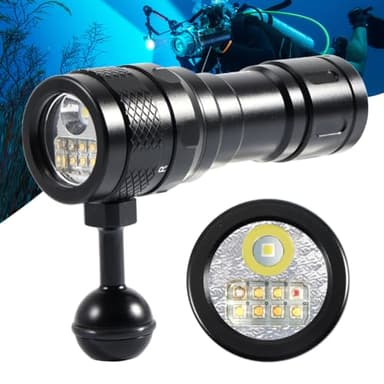 APLOS AP70 Lampe de plongée vidéo 6000 lumens Grand angle de faisceau 135° Lampe torche sous-marine avec lumière UV rouge