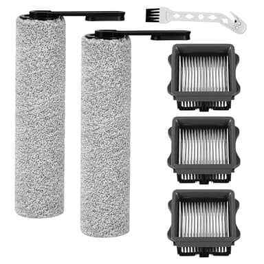6 Pièces Rouleau de brosse de rechange et Filtre HEPA pour Tineco iFloor 5/Floor One S5 aspirateur humide et sec，2 rouleaux de brosse + 3 filtres + 1 brosse de nettoyage