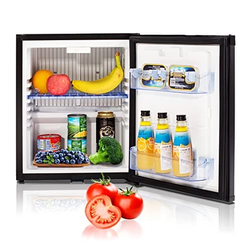 Techomey Frigo 12V 30L, Frigo Camping car 12V 220V avec Serrure pour Camping car, Caravane, Camion, Hôtel, Bureau et Chambre, Noir, 0-10℃