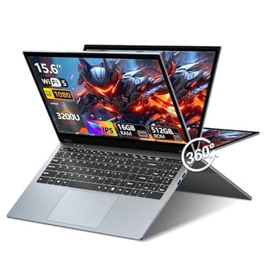 Monovate Ordinateur Portable 2 en 1, Windows 11, 15,6" IPS Tactile, AMD Ryzen 3 3200U, 16Go DDR4, 512Go SSD, AMD Radeon Graphics, RJ45+TypeC+Mini-HDMI