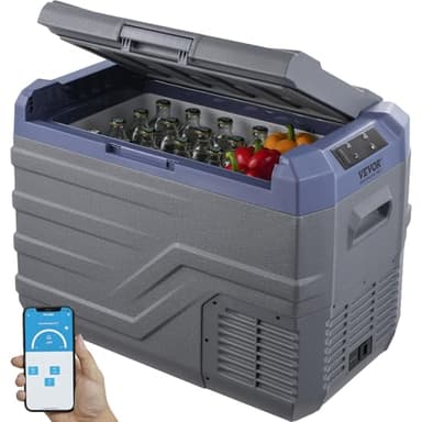 VEVOR Glacière Portable à Compression 37 L, Réfrigérateur de Voiture 12/24 V CC et 100-240 V CA,Mini Frigo à Zone Unique, -20 °C à 20 °C Température Réglable, pour Camion Bateau Maison Camping