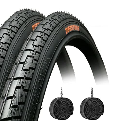 2 pneus noirs 26 x 1,75 (44 – 559) + chambres à air pneus routiers pour VTT moto SLICK