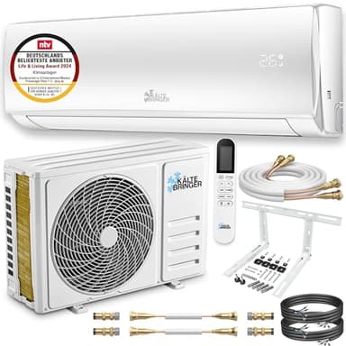 Kältebringer Climatiseur Split Quick Connect 12000 BTU (3,4 kW) - Avec fonction de chauffage - très silencieux & économe en énergie - kit complet, 5m conduite de frigorigène, R32, matériel de montage