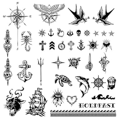 3 Feuilles Tatouages Temporaires Tatouages Semi-Permanents Pirate Tatouage Imperméable Durée de 1-2 Semaines pour Homme Femme