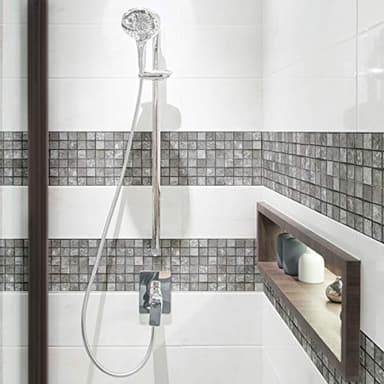 Ambiance Sticker Pack de 6 Stickers Adhésifs Frises Carrelages - Autocollant Frises Carreaux de Ciment - Mosaïque Pierre Mural Salle de Bain, Cuisine - 6 Pièces de 5 x 30 cm