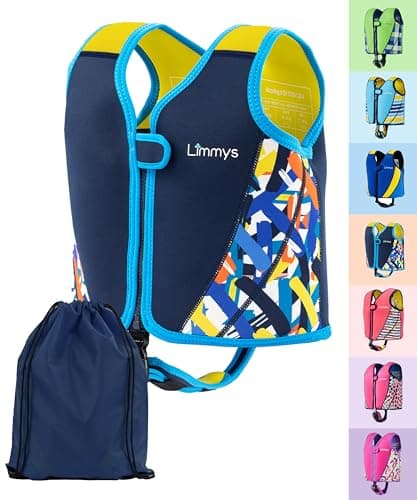 Limmys Gilet Natation Enfant Premium – Gilet Piscine Enfant Moderne pour Filles, Garçons et Tout-Petits – Sac de Rangement Inclus
