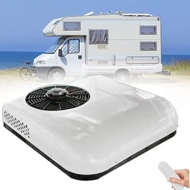 ALSUP Climatiseur 12V DC/climatiseur de Toit Ultra-Mince pour Voiture, Applicable aux monospaces, véhicules, Maisons, camions, véhicules agricoles, excavateurs, etc.,White-12V