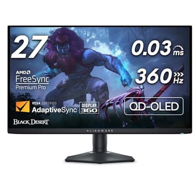 Alienware AW2725DF 27" QHD (2560x1440) Écran PC Gaming, 360Hz, QD OLED, 0.03ms, AMD FreeSync Premium Pro, 99.3% DCI-P3, HDR400, USB-C, 2X DisplayPort, HDMI, 4X USB, Garantie 3 Ans
