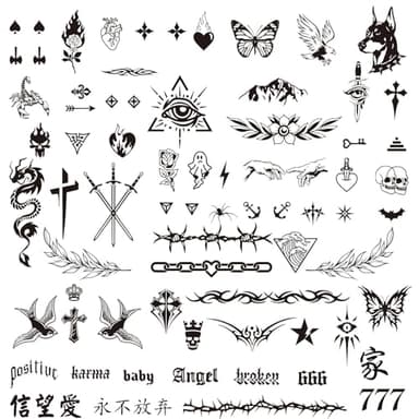 BETESSIN 3Pcs Tatouages Éphémères Faux Tatouage Tatouages Temporaire Tatoo 19,5x14cm Femme Homme pour Visage Corps Main
