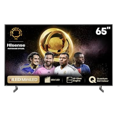 Hisense Smart TV 65 Pouces 65U6NQ MiniLED QLED 4K UHD Téléviseur, Dolby Vision Atmos, Hi View Engine, Mode Sport IA MEMC, HDR, VIDAA avec Youtube, Netflix, Disney+, Canal +