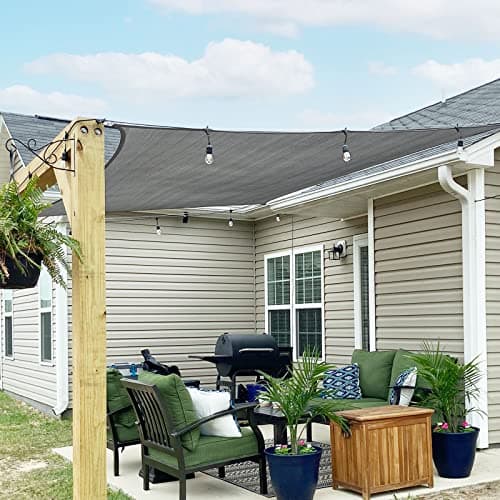 SUNNY GUARD Voile d'ombrage Rectangulaire 3x5m HDPE Respirant Toile Ombrage Une Protection des Rayons UV pour Patio Jardin, Terrasse,Extérieur,Balcon, Gris Anthracite