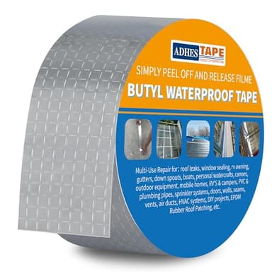 ADHES Ruban d'étanchéité en butyle - Film en aluminium - Ruban adhésif imperméable - Pour toit plat - 5 cm x 5 m - Argenté