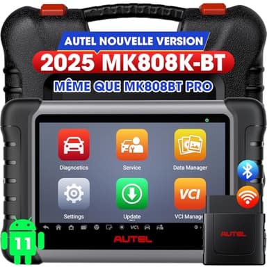 Autel MaxiCOM MK808K-BT Scanner: Identique à MK808BT Pro Valise Diagnostic Auto, 2025 Mise à Niveau MX808S MK808S, BT Ver. of MX900, Fonction comme MK900-BT, Test Actif, Test de Batterie, Android 11