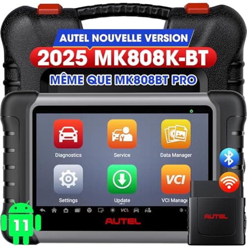 Autel MaxiCOM MK808K-BT Scanner: Identique à MK808BT Pro Valise Diagnostic Auto, 2025 Mise à Niveau MX808S MK808S, BT Ver. of MX900, Fonction comme MK900-BT, Test Actif, Test de Batterie, Android 11