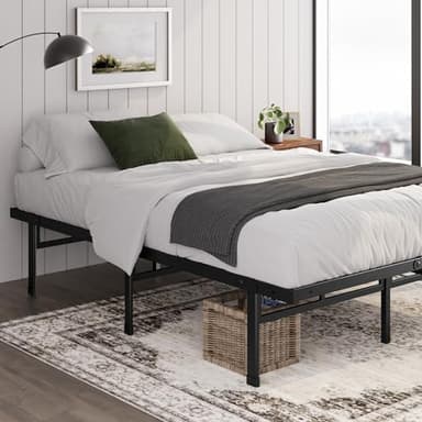 Zinus Justin Lit 90 x 190 cm - 36 cm de Hauteur avec Rangement sous Le lit - Lit Plateforme en métal – Noir