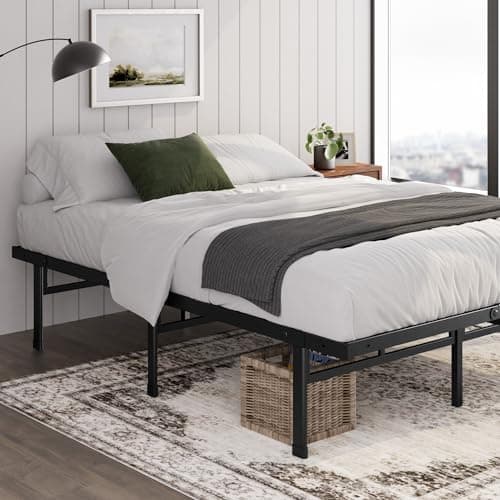 Zinus Justin Lit 90 x 190 cm - 36 cm de Hauteur avec Rangement sous Le lit - Lit Plateforme en métal – Noir