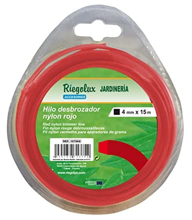 Riegolux 107668 Fil débroussailleuse Nylon Carré Rouge 4 mm x 15 m