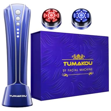 Appareil Radiofréquence Visage - TUMAKOU 4 en 1 EMS Micro-courant Appareil Anti Rides Visage - Bleu Rouge Luminothérapie Visage - Appareil Massage Lifting Visage Pour le Visage, le Cou à Domicile