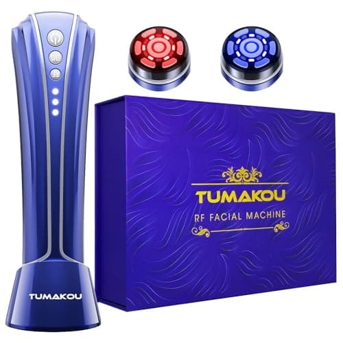 Appareil Radiofréquence Visage - TUMAKOU 4 en 1 EMS Micro-courant Appareil Anti Rides Visage - Bleu Rouge Luminothérapie Visage - Appareil Massage Lifting Visage Pour le Visage, le Cou à Domicile