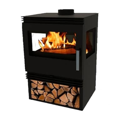 Poêle à bois ventilé avec bûcher 8,64kW Pisano Vision Eider