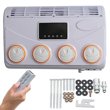 ELOMAS Climatiseur pour Camping-Car 12V/24V,Ensemble évaporateur de climatiseur,Climatiseur DC,Ventilateur de Toit de Voiture,Mini climatiseur pour Voiture,Caravane,Camion,12V