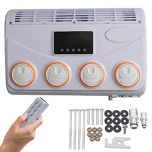 ELOMAS Climatiseur pour Camping-Car 12V/24V,Ensemble évaporateur de climatiseur,Climatiseur DC,Ventilateur de Toit de Voiture,Mini climatiseur pour Voiture,Caravane,Camion,12V