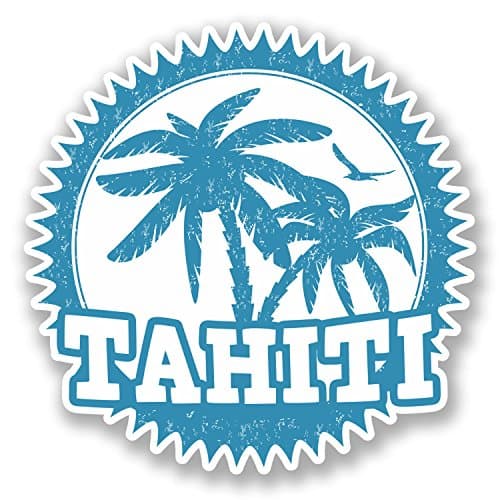 2 x 10 cm Tahiti Sticker en vinyle pour ordinateur portable iPad drapeau de voiture étiquette bagage Palm Tree # 5541 - 10cm x 10cm