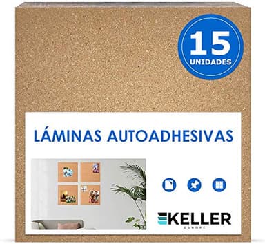 NURADA - Panneau Liege - Plaque Liege auto-adhésives 300 x 300 x 4 mm – Lot de 15 - Tableau Liege Mural - Tableau Affichage - Panneaux Isolants et Décoratifs pour Mur, Sol et Bricolage