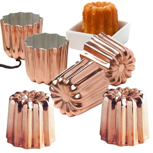 Moule cannelé cuivre moules cannelés Bordelais Pâtisserie Française traditionnel | Diamètre 5,5 cm | Lot de 6 Moules | Fabriqué en U.E.