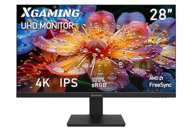 XGaming 4K Écran PC 28 Pouces, UHD 3840 x 2160, 4K Monitor 60Hz, IPS, 4ms, 300cd/m²,100% sRGB, HDMI, Displayport, Freesync, HDR 10,Eye Care,VESA