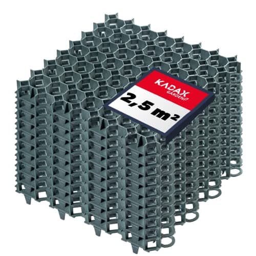 KADAX Dalles Stabilisatrices en Plastique 50 cm, Stabilisateurs de Gravier, Dalles à Engazonner pour Jardins, Grilles de Gazon (Vert, Lot de 10)