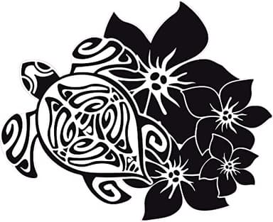 Tortue hibiscus autocollant stickers 8 - Taille : 8 cm - Couleur : noir