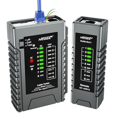 NOYAFA Testeur de réseau, Testeur de câble réseau RJ45, QC LAN Test de câble pour RJ45, RJ11, RJ12, Testeur de continuité de câble Ethernet, CAT3 CAT5 CAT6 Testeur de câble Testeur de câble, POE Test