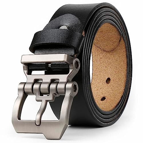 JingHao Ceinture Homme,Ceinture en Cuir Pour Hommes,Ceinture Homme Pour Jeans,Ceinture Homme Grande Taille 110cm-160cm Noir Marron 38mm (43"-45"/ longueur 130cm, Noir)